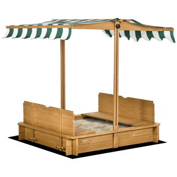 Arenero Para Niños Con Toldo Ajustable En Altura Natural Outsunny