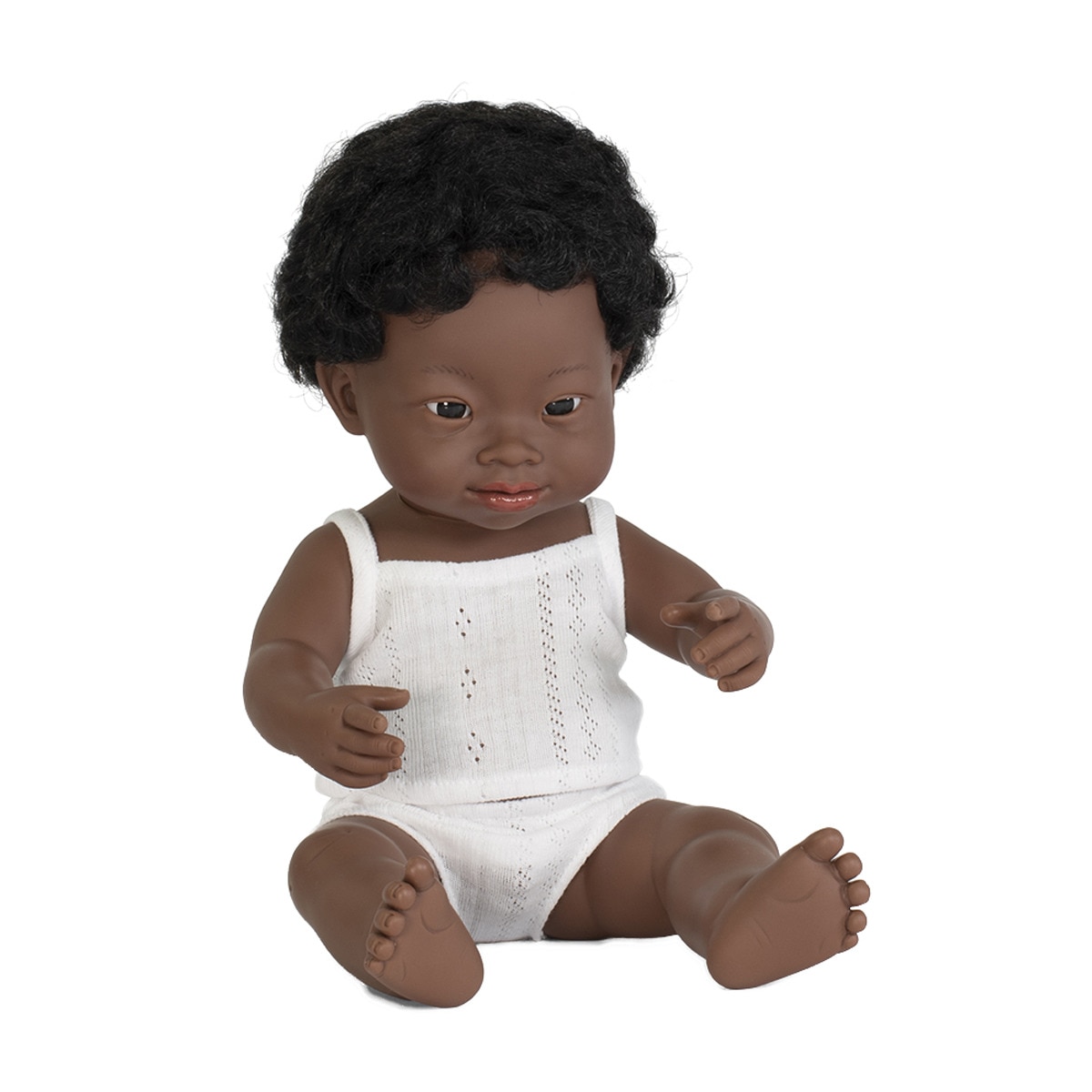 Miniland - Muñeca Bebé Africano Niño Con Síndrome De Down