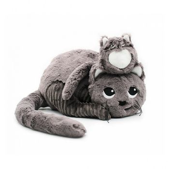 Peluche Gato Miaou Mamá Y Su Bebé Gris