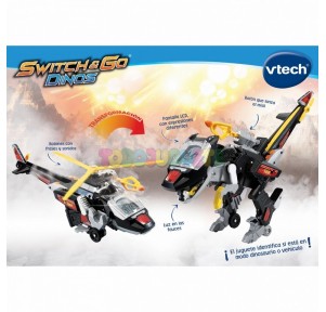 VTech - Switch&Go Dinos, Black El Velocirráptor, Dinosaurios Que Se Transforman En Vehículos