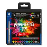 Estuche con 12 rotuladores STAEDTLER Pigment Arts con punta pincel colores básicos