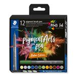 Estuche con 12 rotuladores STAEDTLER Pigment Arts con punta pincel colores naturaleza
