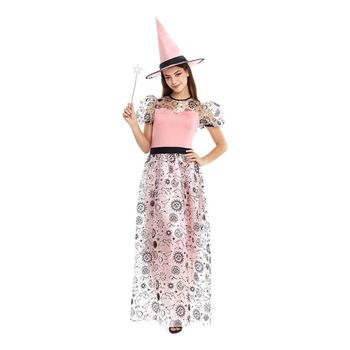Disfraz De Bruja Buena Rosa Con Sombrero Para Mujer