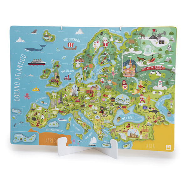 Mapa europeo magnético de madera italiano