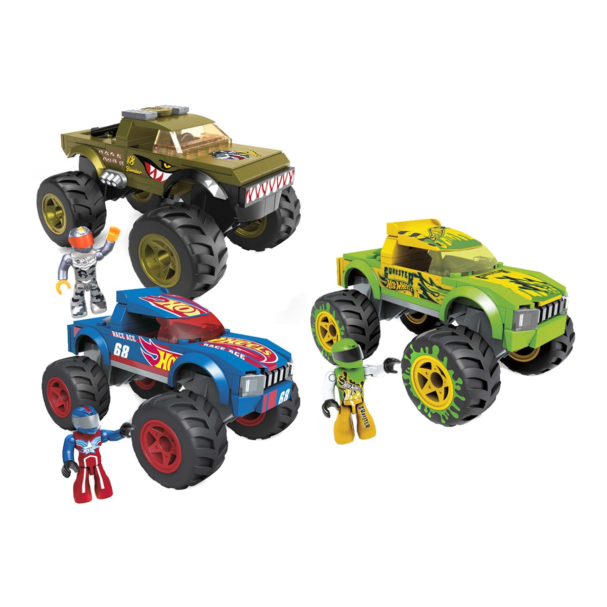 Hot Wheels - Conjuntos De Construcción Poderosos Monster Trucks De De MEGA