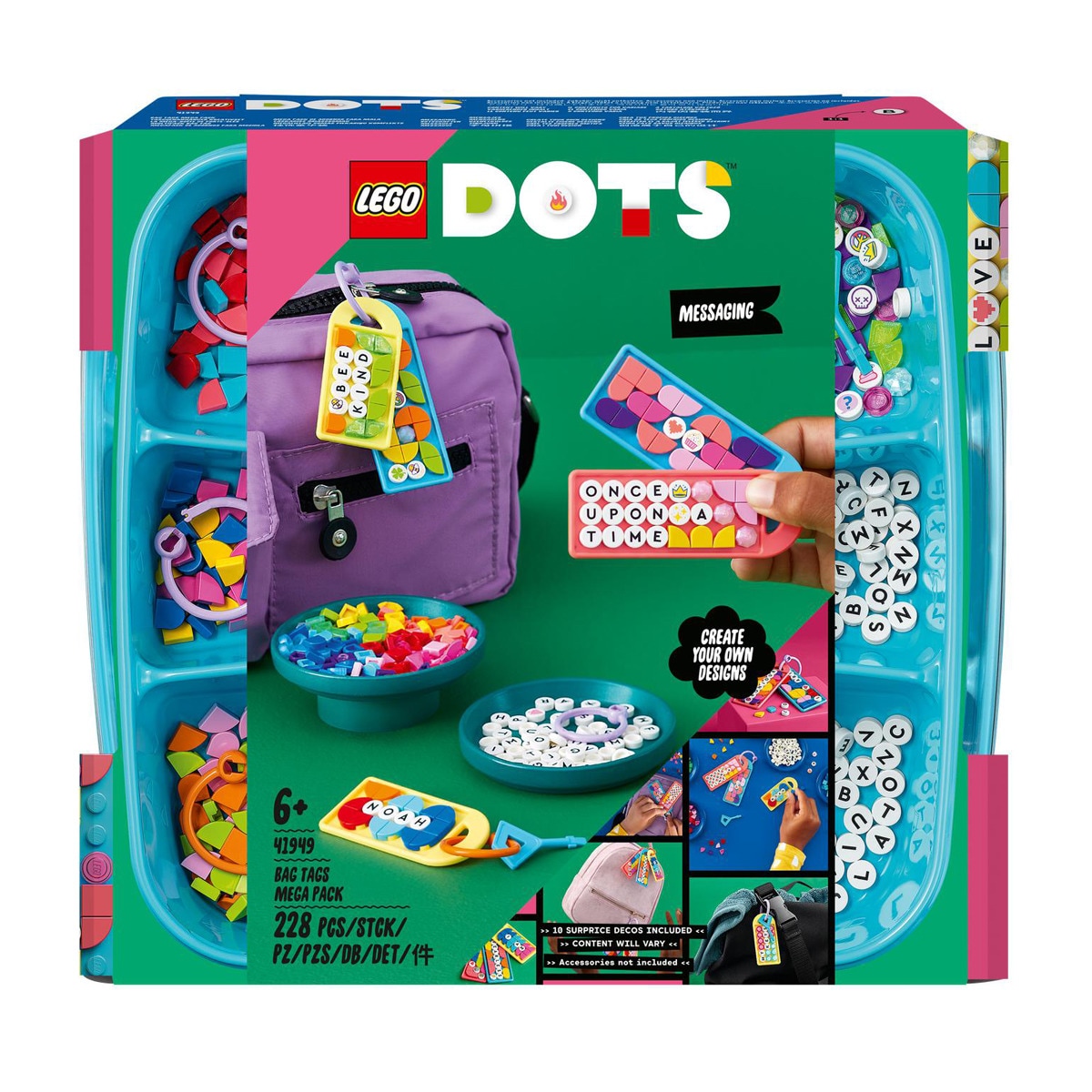 LEGO - Set De Manualidades Megapack De Adornos Para Mochila: Mensajes DOTS