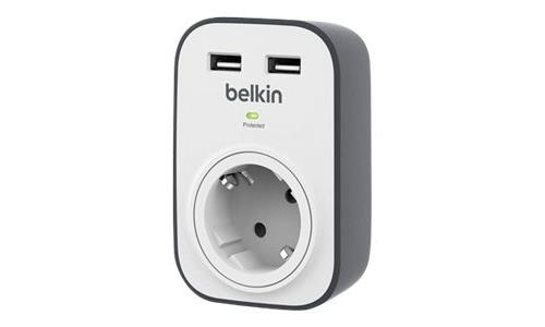Protector contra sobretensiones Belkin SurgeCube 1 enchufe 2 USB