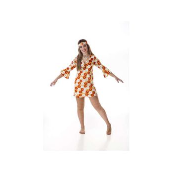 Disfraz Adulto Hippie Vestido 3 Agujeros Talla M