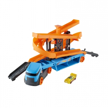 Hot Wheels Camion Lanzador y Elevador de Coches de +3 Años