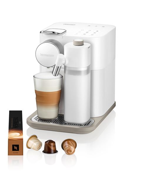 Cafetera de cápsulas De'Longhi Gran Latissima EN640.B, 19 bar, 1.3 l, 0.5 l depósito de leche, Espuma de leche, 1400 W, Blanco