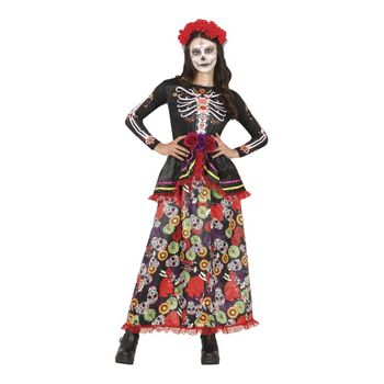 Disfraz De Catrina Con Vestido Estampado Para Mujer