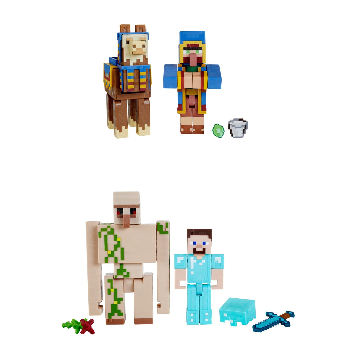 Minecraft - Vanilla Pack 2 Figuras Articuladas De Con Cubos De Papel Para Construir