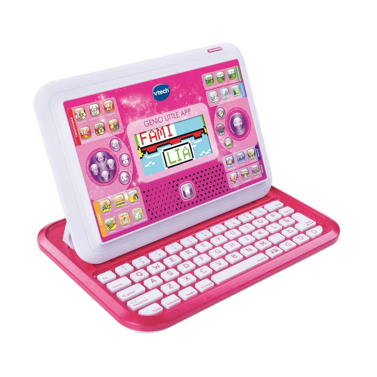 VTech - Genio Little App Rosa Ordenador Tableta Infantil Con Más De 80 Actividades Que Enseñan Inglés, Matemáticas, Ciencias