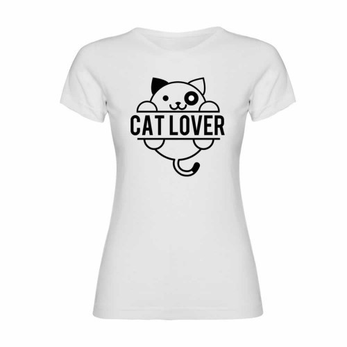 Camiseta mujer "Cat lover" color Blanco