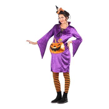 Disfraz De Bruja Morada Con Calabaza Para Mujer Embarazada