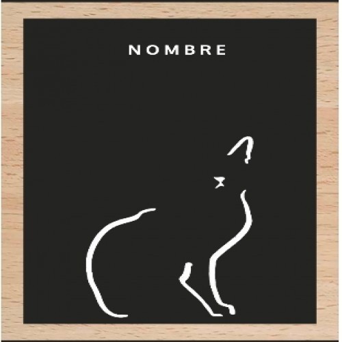 Ilustración silueta de gato con marco de madera color Negro