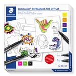 Set con 7 rotuladores permanentes STAEDTLER Lumocolor Art DIY pegatinas puntas F,M
