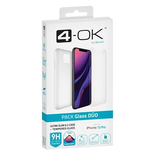 Funda + protector de pantalla 4-ok Glass Dúo para iPhone 13 Pro