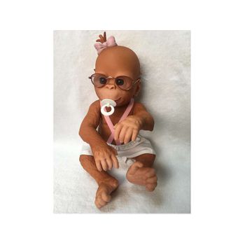 Muñeco Chimpancé Bebé Con Gafas, Chupete Y Vestido 29 Cm