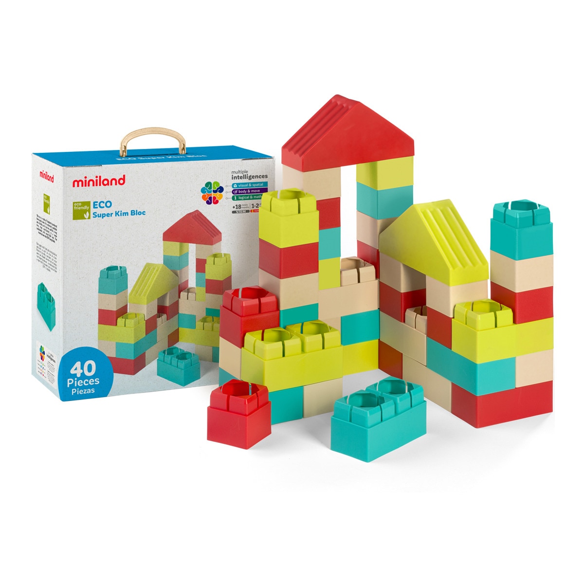 Miniland - Juquete De Construcción Eco Super Kim Bloc 40 Pcs