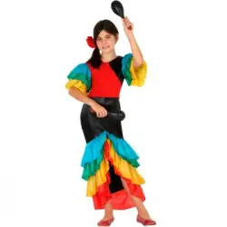 Disfraz De Rumbera Multicolor Para Niña