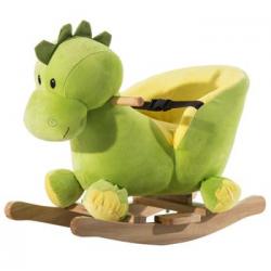 Caballo Balancín Dinosaurio De Peluche Para Niños Verde Homcom