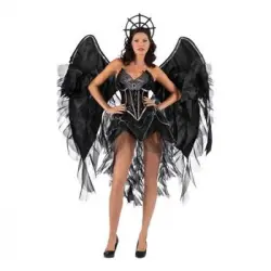 Disfraz De Ángel Oscuro Con Alas Grandes Para Mujer