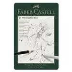 Caja metálica Faber-Castell con 8 Lápices Pitt Graphite Matt + 3 piezas