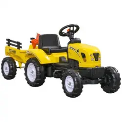 Tractor A Pedales Para Niños Homcom Pp Pvc Metal 133x42x51cm Amarillo