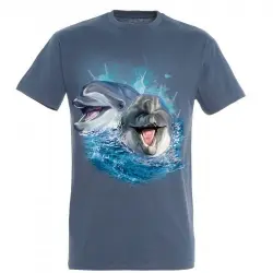 Camiseta Delfines jugando color Azul