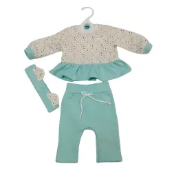 Pijama aguamar verde con estampado de topitos