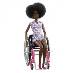 Barbie - Barbie Fashionista Muñeca morena con silla de ruedas.