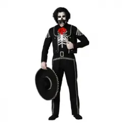 Disfraz De Esqueleto Mejicano Negro Para Hombre
