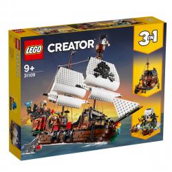 LEGO -  De Construcción Creativo Barco Pirata, Taberna O Isla Calavera Creator 3en1