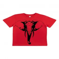 Animal totem camiseta manga corta algodón orgánico elefante rojo para niños