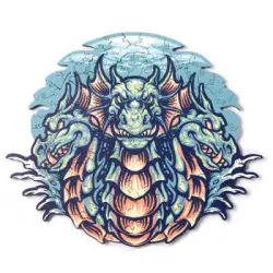 Puzzle 3d De Madera Diy Forma De Silueta Dam . Con Piezas Individuales Con Diferentes Diseños. En Madera Policromada. Tamaño A4.diseño Dragón. 20x1x21