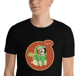 Mascochula camiseta hombre dino personalizada con tu mascota negro