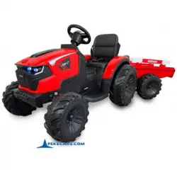Tractor Eléctrico Peketrac 8100 24v Rojo Pekecars - Tractor Eléctrico Infantil Para Niños +1 Año Con Mando Control Remoto, Equipo De Sonido Y Batería