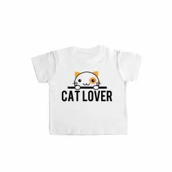 Camiseta bebé "Cat Lover" color Blanco