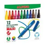 Estuche con 12 rotuladores gruesos Alpino Maxi