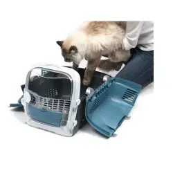 CAT IT bolso transportin convertible azul y gris para gatos