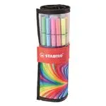 Estuche de tela STABILO Pen 68 enrollable Rollerset Arty con 25 colores