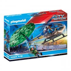 Playmobil - Helicóptero De Policía: Persecución En Paracaídas City Action