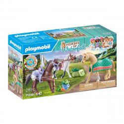 Playmobil - Set Tres Caballos Con Sillas Playmobil.