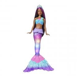 Barbie - Dreamtopia Brooklyn Sirena Con Luces De Colores Muñeca Afroamericana,  Para El Agua (Mattel HDJ37)