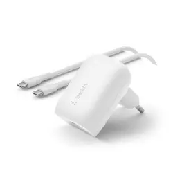 Cargador de pared Belkin BoostCharge USB-C PD 30 W + Cable USB-C Blanco