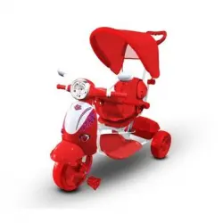 Lt 854 Triciclo Con Pedales Para Bebés Con 3 Canciones En Capota Varios Colores | Rojo