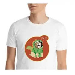 Mascochula camiseta hombre dino personalizada con tu mascota blanco