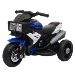 Moto Eléctrica Infantil Con 3 Ruedas Para +3 Años Azul Y Negro Homcom