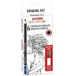 Caja con 6 Lápices de grafito Alpino Drawing Color Experience con diferentes graduaciones + goma + sacapuntas